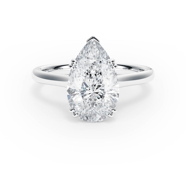 Elevé Cathedral Pear Diamond Engagement Ring - R1227 in Ring by 18 KARATS INC.