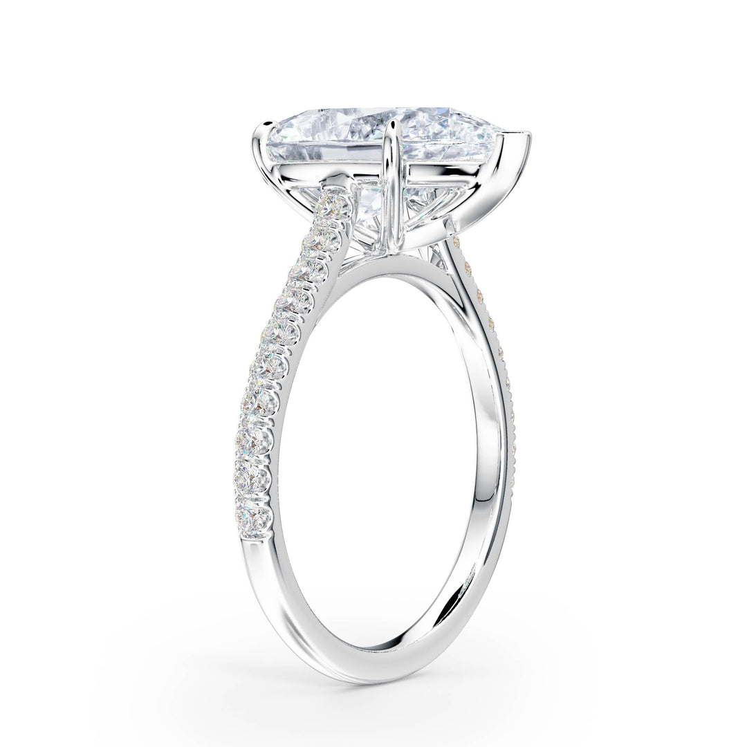 Elevé Cathedral Pear Diamond Engagement Ring - R1248 in Ring by 18 KARATS INC.