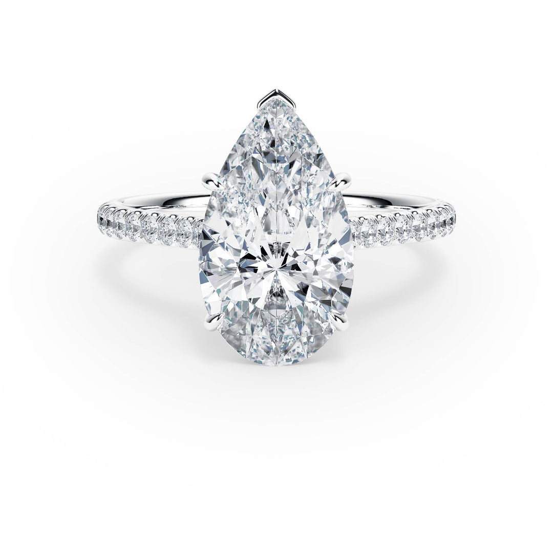 Elevé Cathedral Pear Diamond Engagement Ring - R1248 in Ring by 18 KARATS INC.