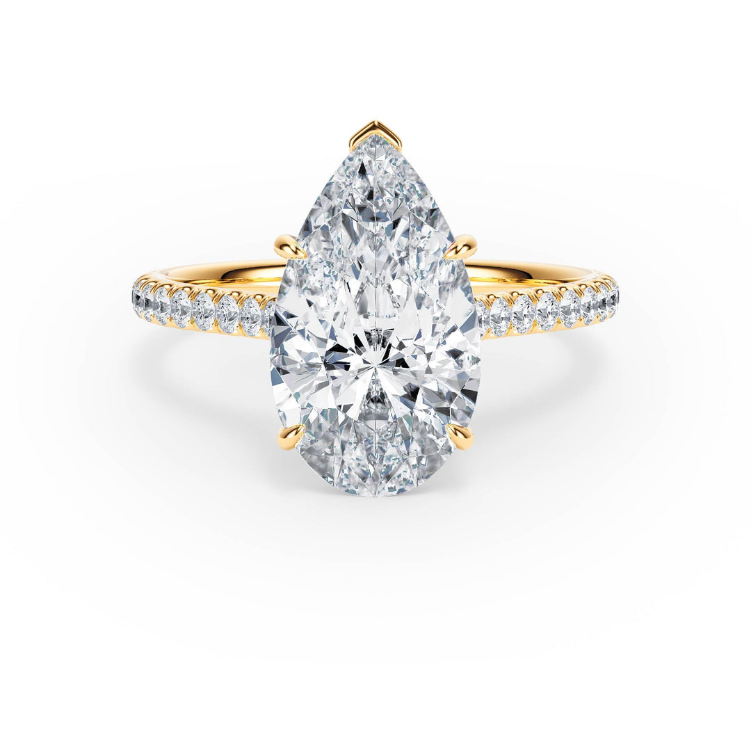 Elevé Cathedral Pear Diamond Engagement Ring - R1248 in Ring by 18 KARATS INC.
