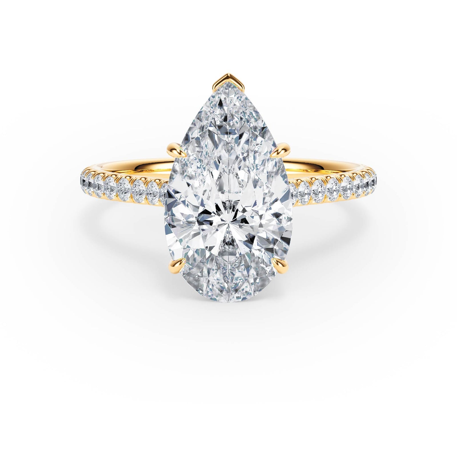 Elevé Cathedral Pear Diamond Engagement Ring - R1248 in Ring by 18 KARATS INC.