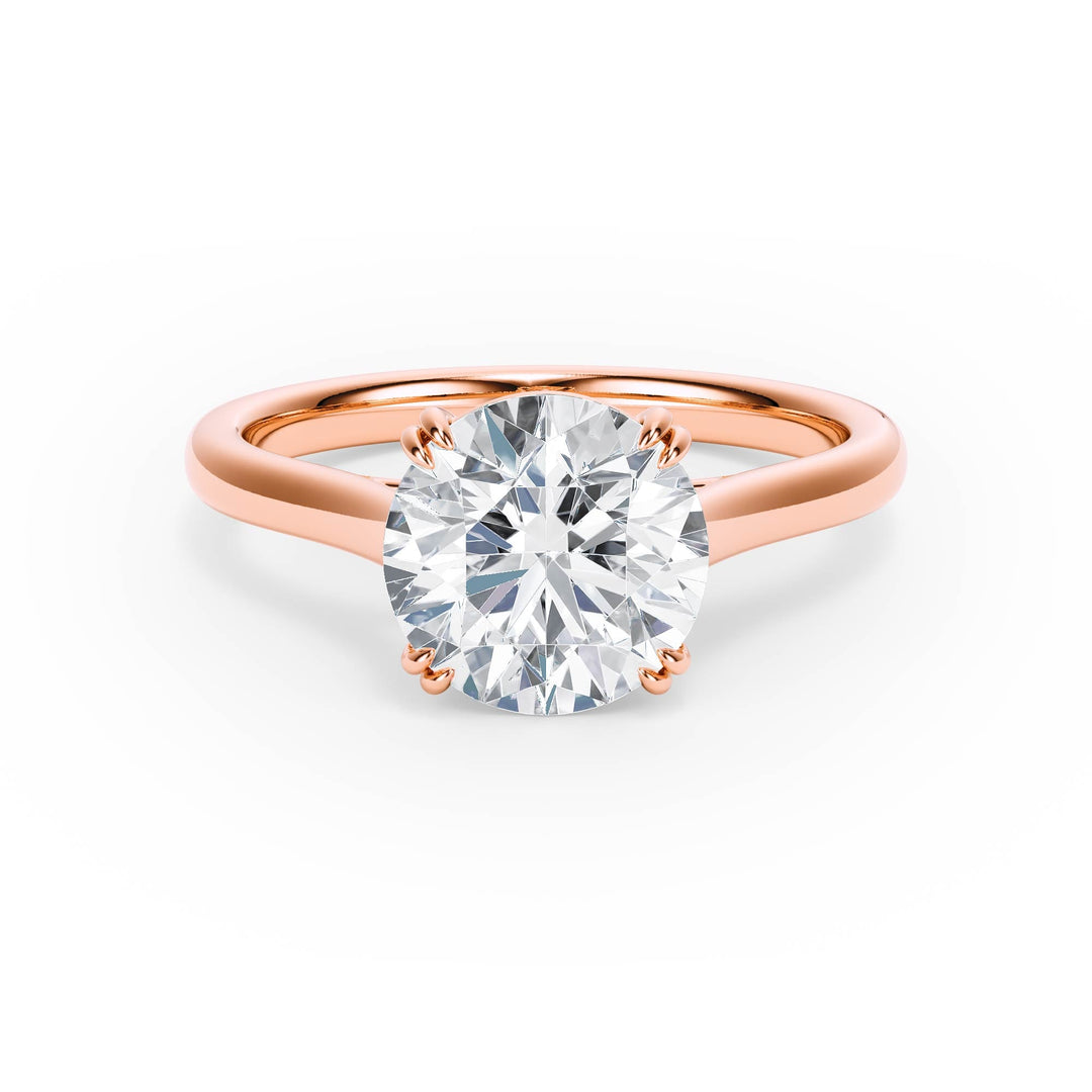 Elevé Cathedral Round Diamond Engagement Ring - R1224 in Ring by 18 KARATS INC.