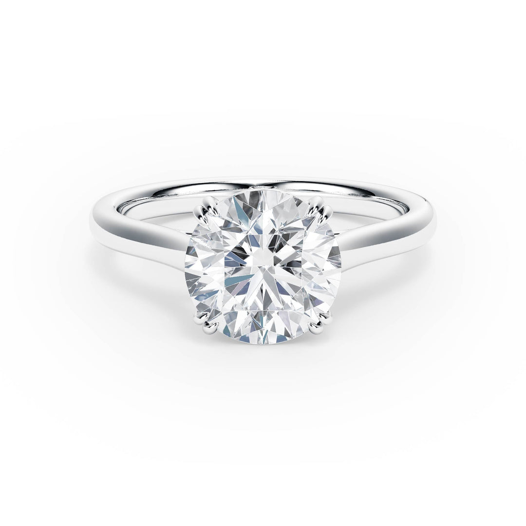 Elevé Cathedral Round Diamond Engagement Ring - R1224 in Ring by 18 KARATS INC.