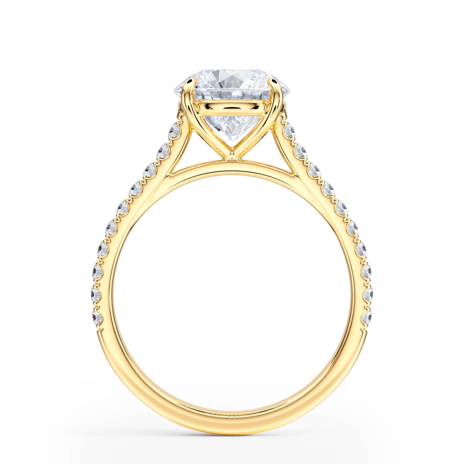 Elevé Cathedral Round Diamond Engagement Ring - R1245 in Ring by 18 KARATS INC.