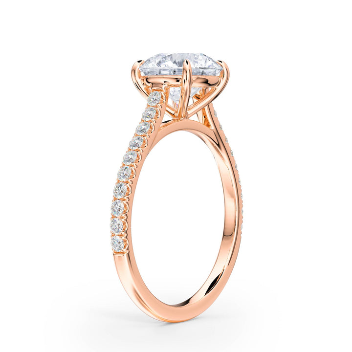 Elevé Cathedral Round Diamond Engagement Ring - R1245 in Ring by 18 KARATS INC.