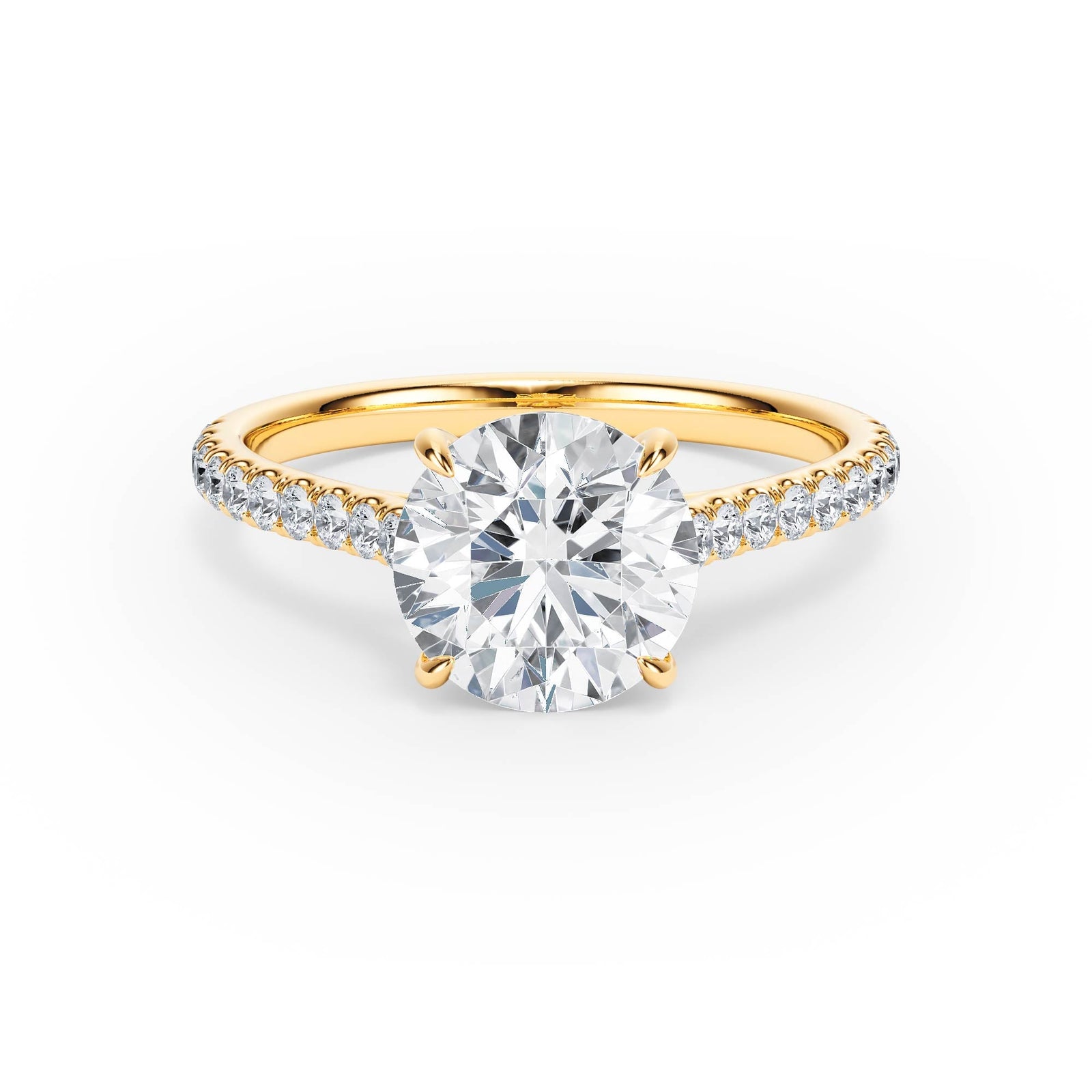 Elevé Cathedral Round Diamond Engagement Ring - R1245 in Ring by 18 KARATS INC.