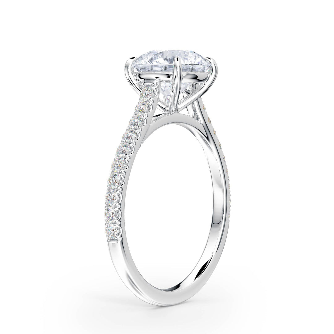 Elevé Cathedral Round Diamond Engagement Ring - R1245 in Ring by 18 KARATS INC.