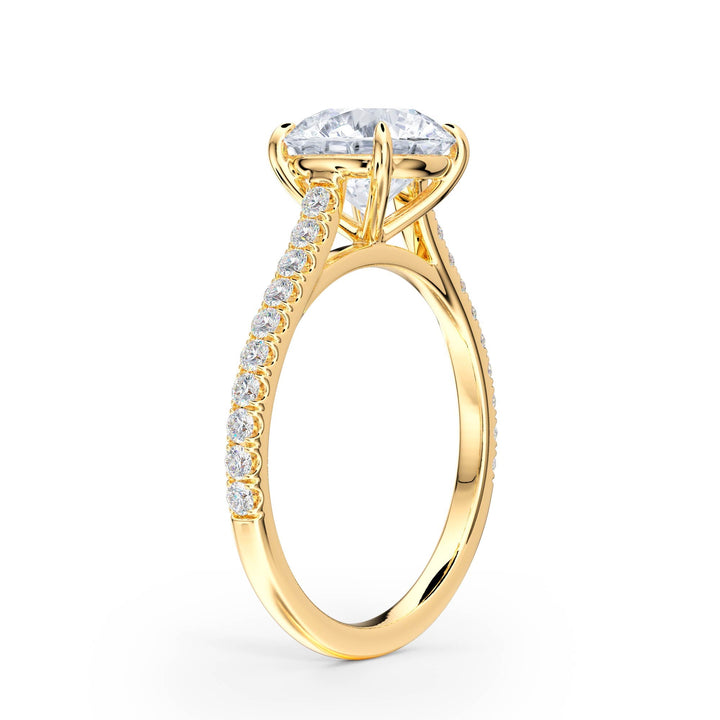 Elevé Cathedral Round Diamond Engagement Ring - R1245 in Ring by 18 KARATS INC.
