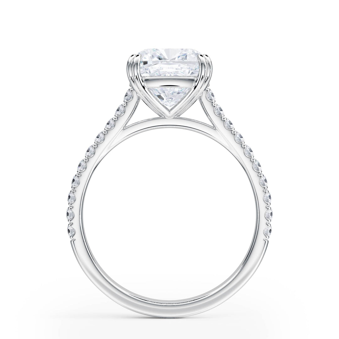 Elevé Cushion Diamond Engagement Ring with Pavé Band - R1099 in Ring by 18 KARATS INC.