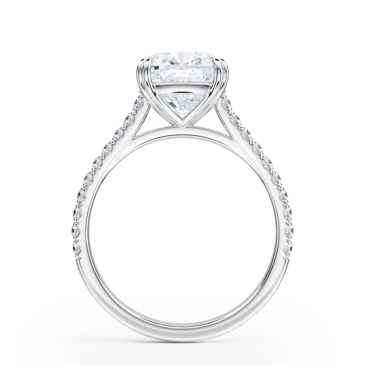 Elevé Cushion Diamond Engagement Ring with Pavé Band - R1099 in Ring by 18 KARATS INC.