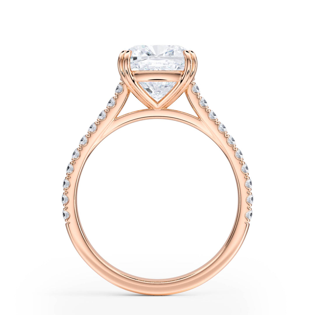 Elevé Cushion Diamond Engagement Ring with Pavé Band - R1099 in Ring by 18 KARATS INC.