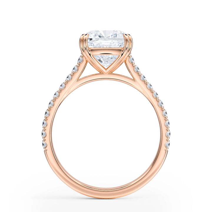 Elevé Cushion Diamond Engagement Ring with Pavé Band - R1099 in Ring by 18 KARATS INC.
