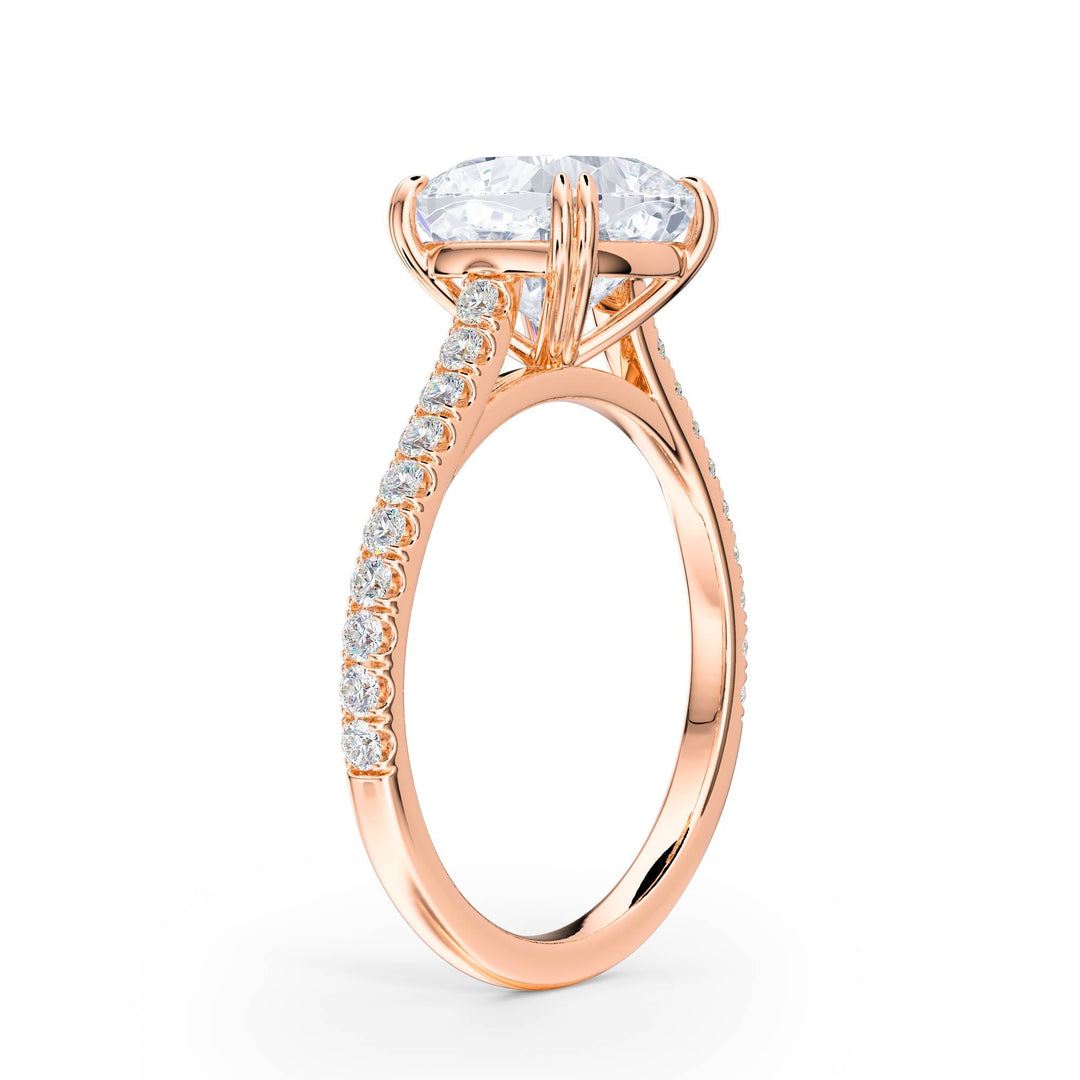 Elevé Cushion Diamond Engagement Ring with Pavé Band - R1099 in Ring by 18 KARATS INC.