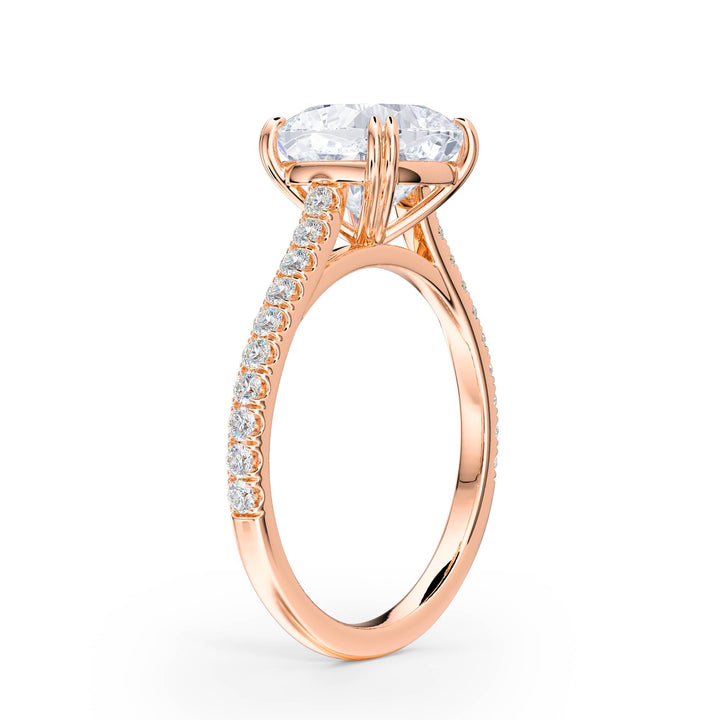 Elevé Cushion Diamond Engagement Ring with Pavé Band - R1099 in Ring by 18 KARATS INC.