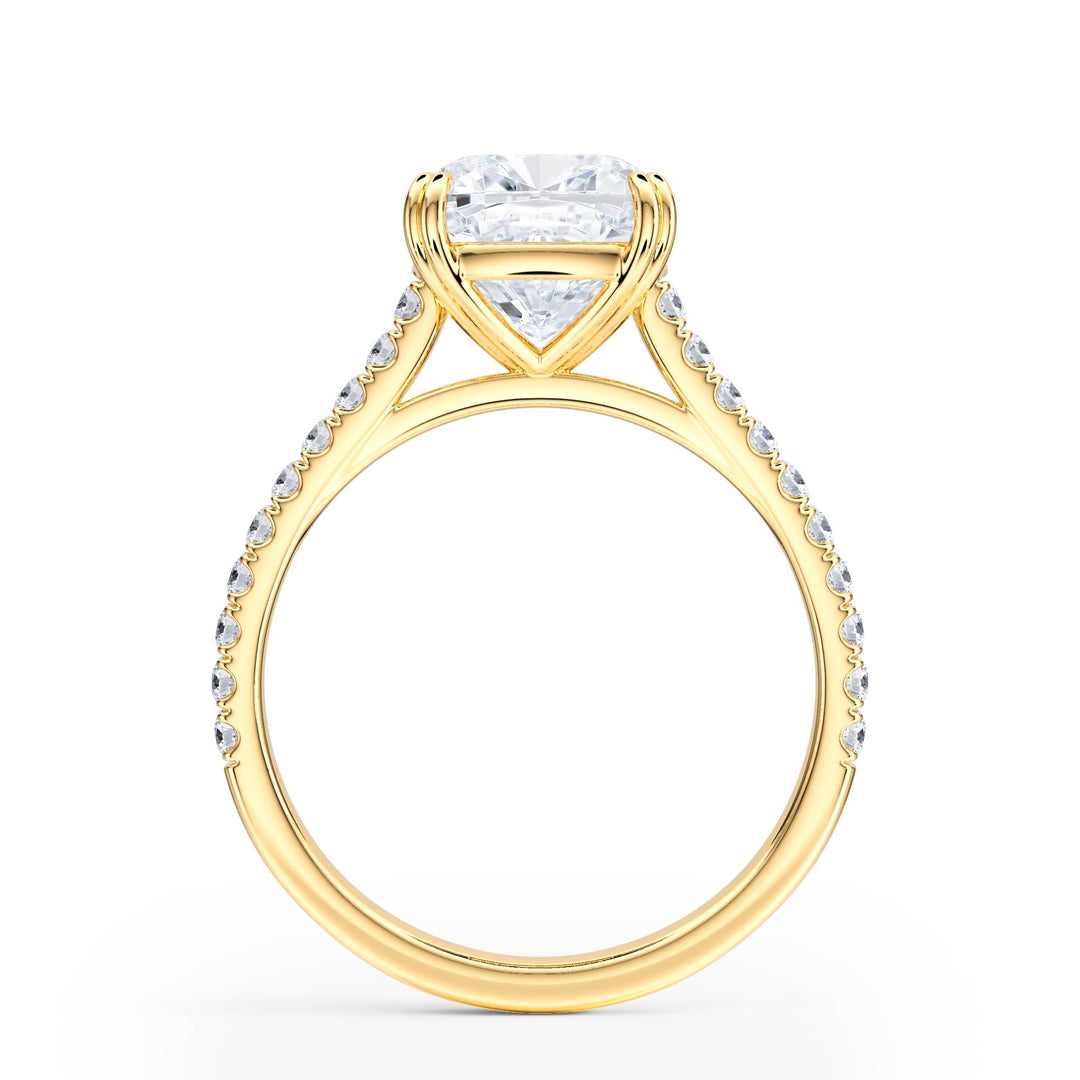 Elevé Cushion Diamond Engagement Ring with Pavé Band - R1099 in Ring by 18 KARATS INC.