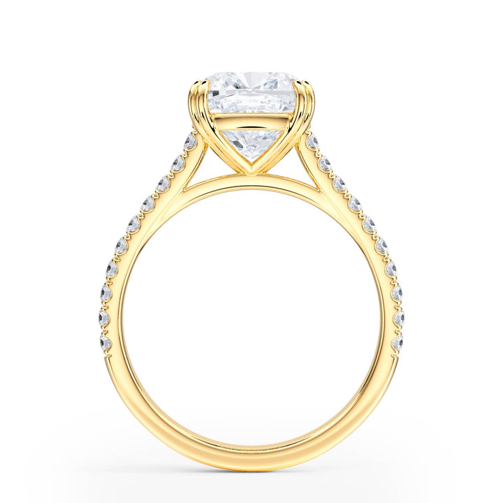 Elevé Cushion Diamond Engagement Ring with Pavé Band - R1099 in Ring by 18 KARATS INC.