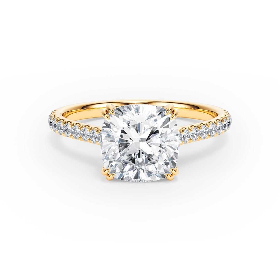 Elevé Cushion Diamond Engagement Ring with Pavé Band - R1099 in Ring by 18 KARATS INC.