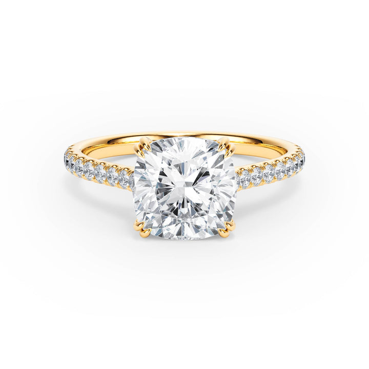Elevé Cushion Diamond Engagement Ring with Pavé Band - R1099 in Ring by 18 KARATS INC.