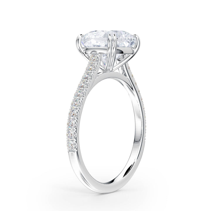 Elevé Cushion Diamond Engagement Ring with Pavé Band - R1099 in Ring by 18 KARATS INC.