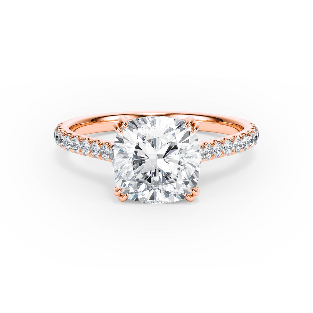 Elevé Cushion Diamond Engagement Ring with Pavé Band - R1099 in Ring by 18 KARATS INC.