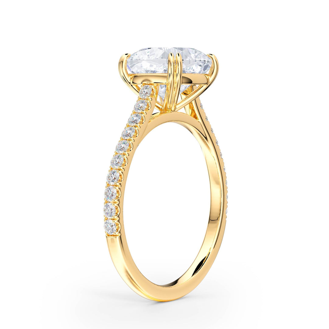 Elevé Cushion Diamond Engagement Ring with Pavé Band - R1099 in Ring by 18 KARATS INC.