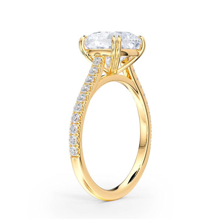 Elevé Cushion Diamond Engagement Ring with Pavé Band - R1099 in Ring by 18 KARATS INC.