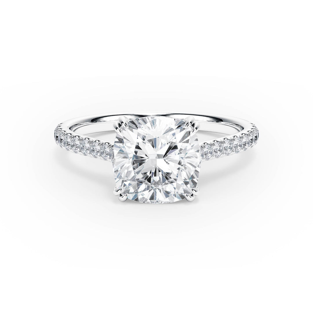Elevé Cushion Diamond Engagement Ring with Pavé Band - R1099 in Ring by 18 KARATS INC.