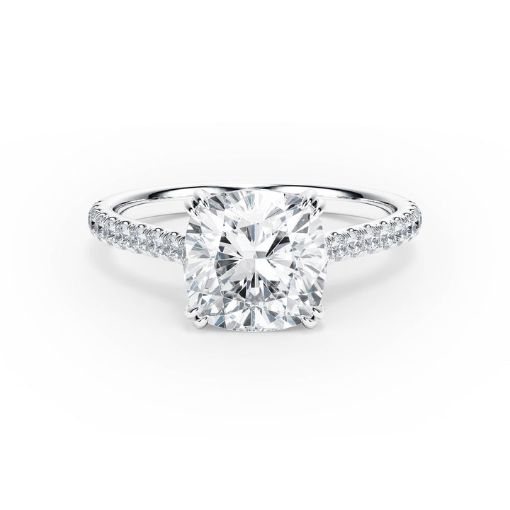 Elevé Cushion Diamond Engagement Ring with Pavé Band - R1099 in Ring by 18 KARATS INC.