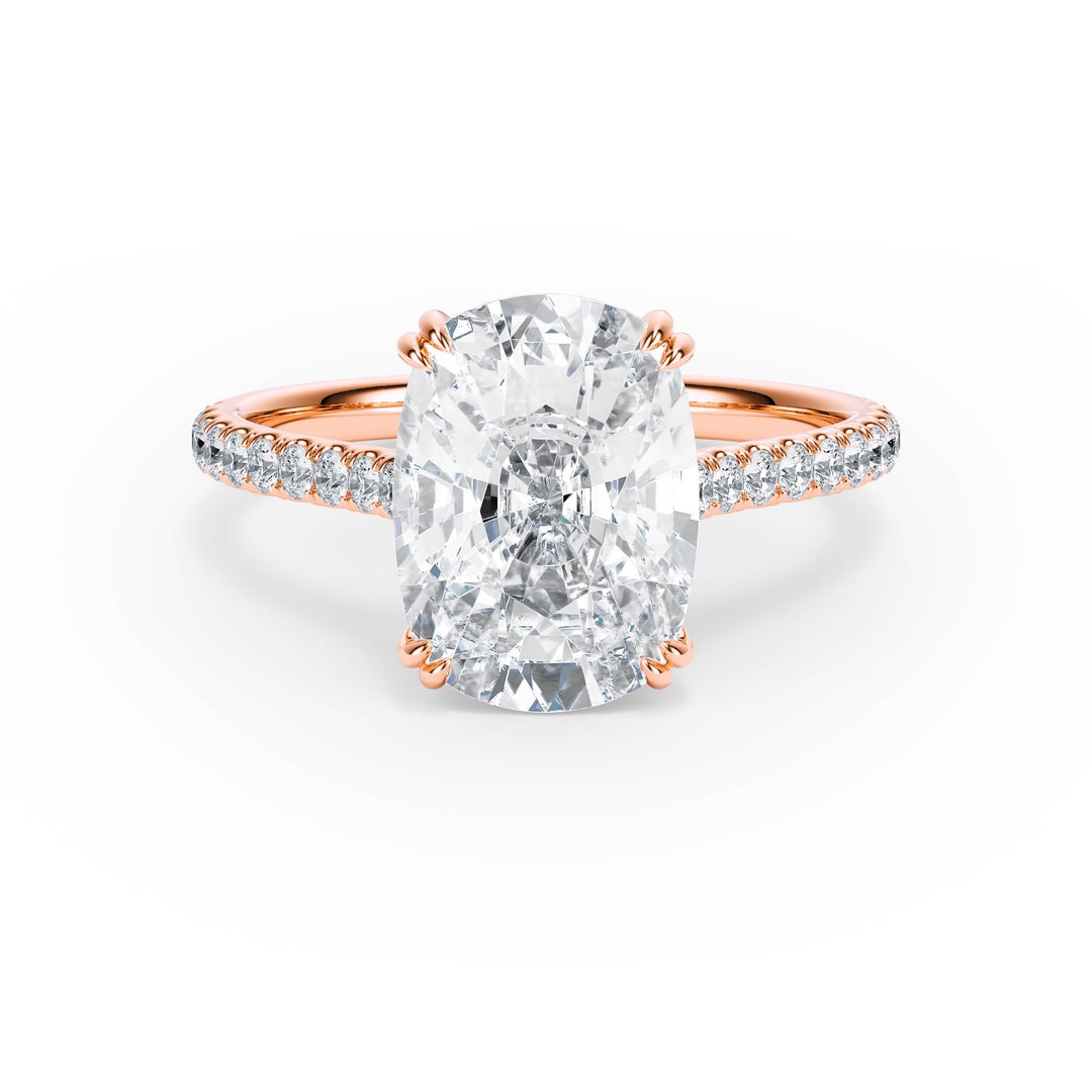 Elevé Elongated Cushion Diamond Engagement Ring with Pavé Band - R1100 in Ring by 18 KARATS INC.
