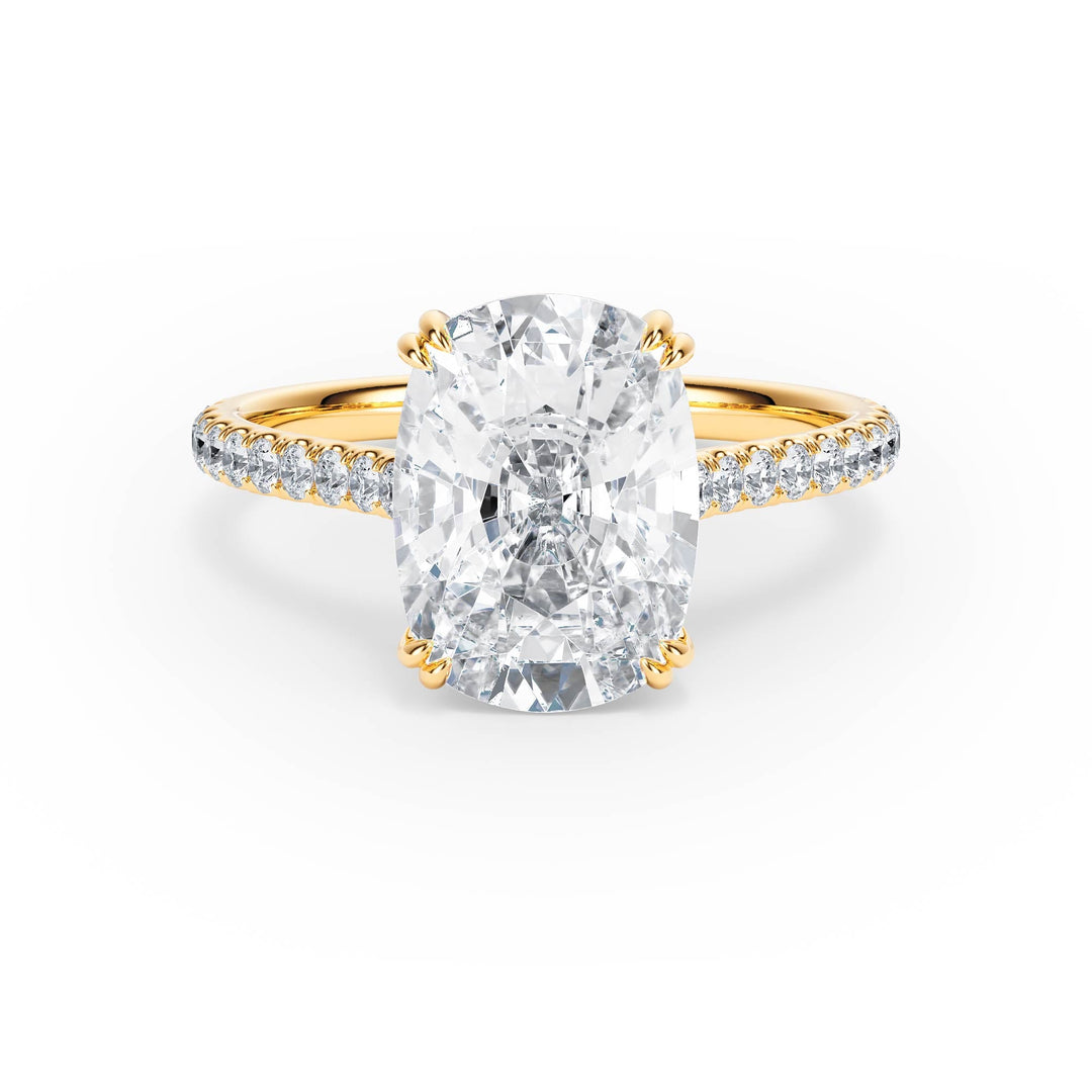 Elevé Elongated Cushion Diamond Engagement Ring with Pavé Band - R1100 in Ring by 18 KARATS INC.