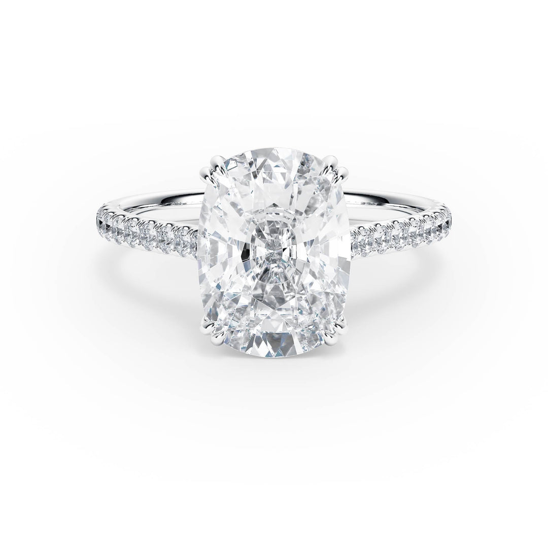 Elevé Elongated Cushion Diamond Engagement Ring with Pavé Band - R1100 in Ring by 18 KARATS INC.