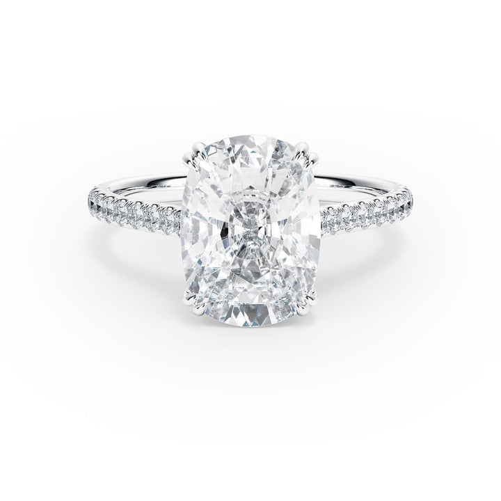 Elevé Elongated Cushion Diamond Engagement Ring with Pavé Band - R1100 in Ring by 18 KARATS INC.