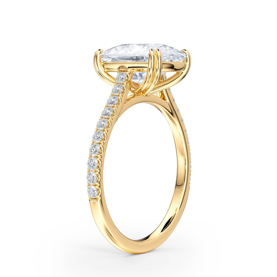 Elevé Elongated Cushion Diamond Engagement Ring with Pavé Band - R1100 in Ring by 18 KARATS INC.