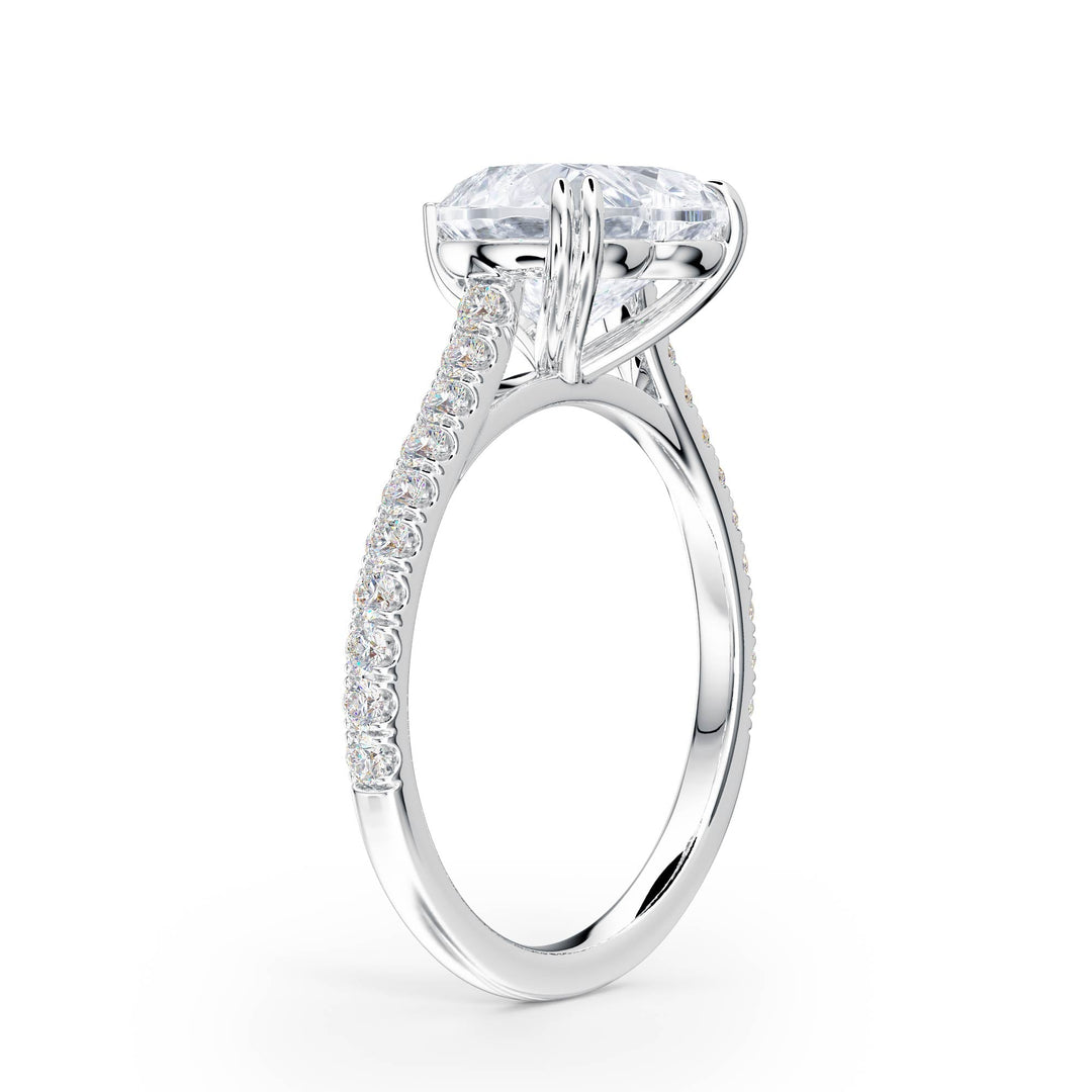 Elevé Heart Diamond Engagement Ring with Pavé Band - R1097 in Ring by 18 KARATS INC.