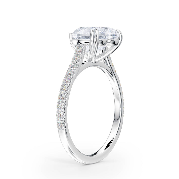 Elevé Heart Diamond Engagement Ring with Pavé Band - R1097 in Ring by 18 KARATS INC.