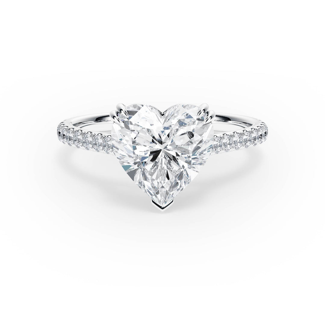 Elevé Heart Diamond Engagement Ring with Pavé Band - R1097 in Ring by 18 KARATS INC.