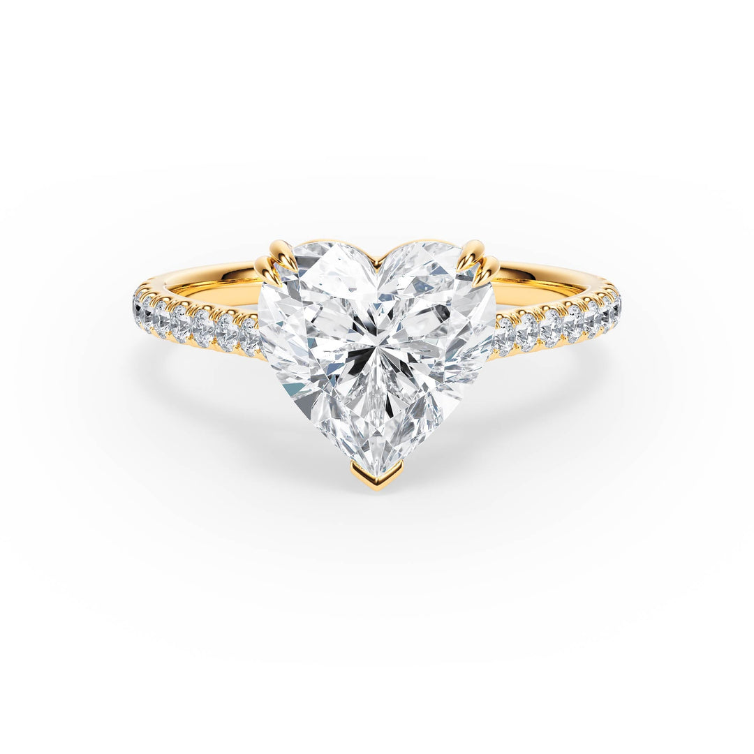 Elevé Heart Diamond Engagement Ring with Pavé Band - R1097 in Ring by 18 KARATS INC.