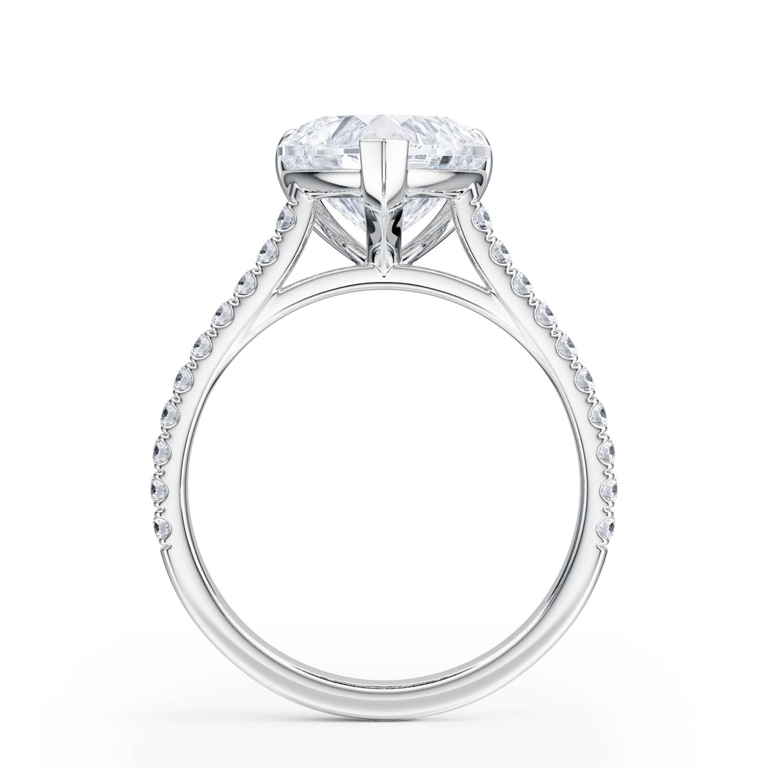 Elevé Heart Diamond Engagement Ring with Pavé Band - R1097 in Ring by 18 KARATS INC.