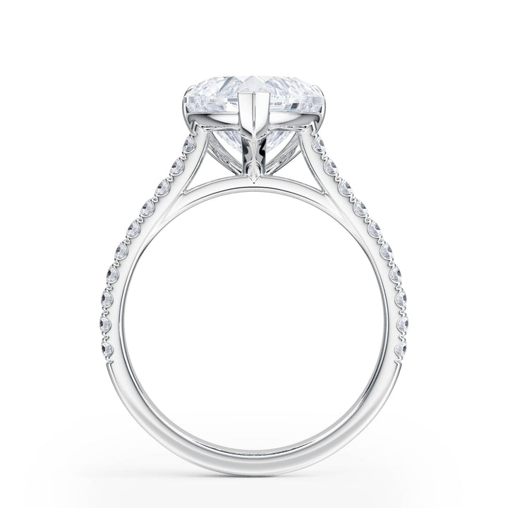 Elevé Heart Diamond Engagement Ring with Pavé Band - R1097 in Ring by 18 KARATS INC.