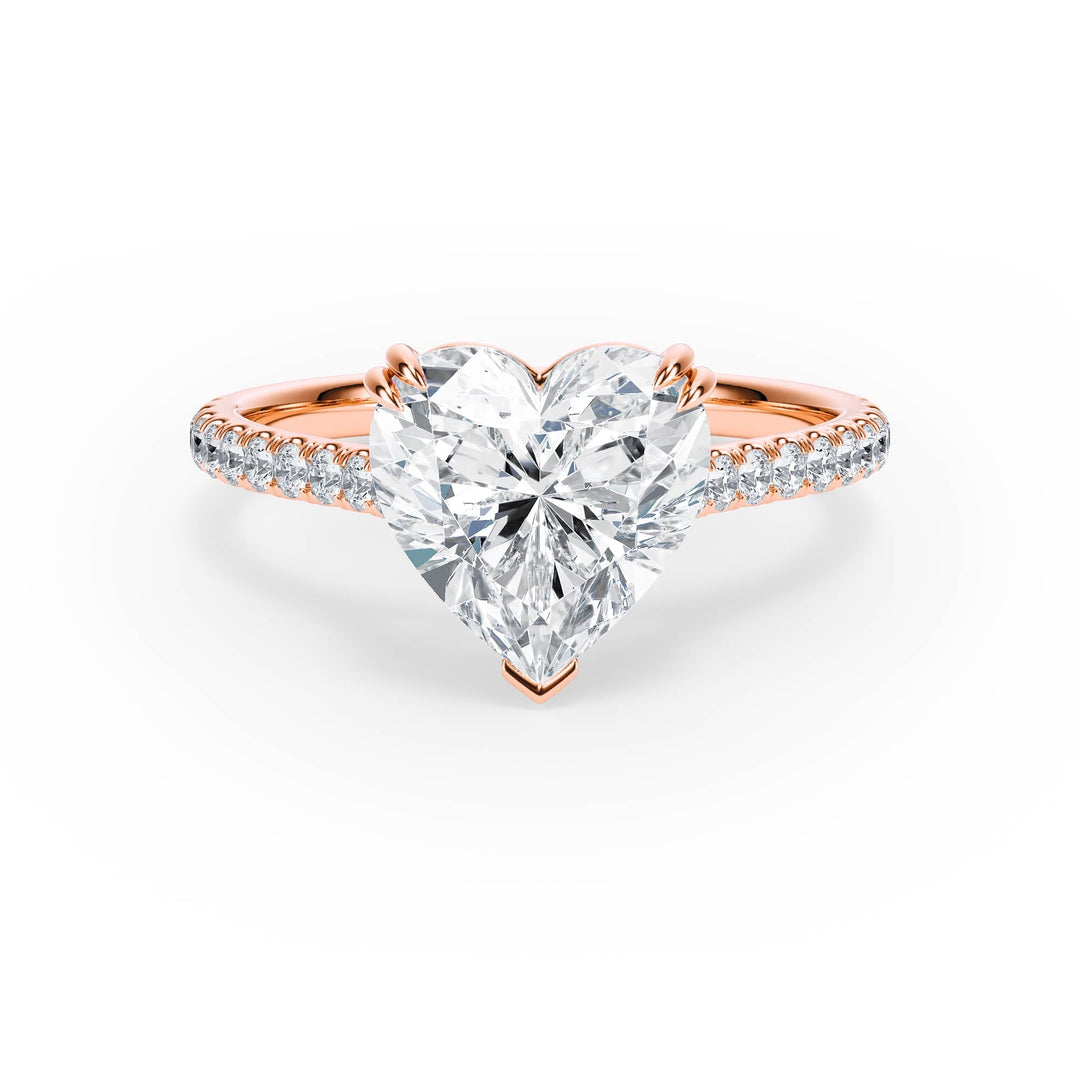 Elevé Heart Diamond Engagement Ring with Pavé Band - R1097 in Ring by 18 KARATS INC.