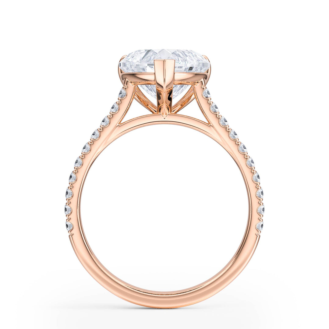 Elevé Heart Diamond Engagement Ring with Pavé Band - R1097 in Ring by 18 KARATS INC.