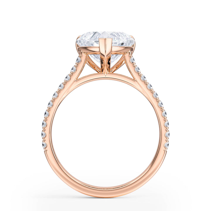 Elevé Heart Diamond Engagement Ring with Pavé Band - R1097 in Ring by 18 KARATS INC.