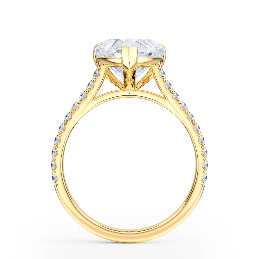 Elevé Heart Diamond Engagement Ring with Pavé Band - R1097 in Ring by 18 KARATS INC.