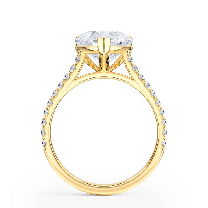 Elevé Heart Diamond Engagement Ring with Pavé Band - R1097 in Ring by 18 KARATS INC.