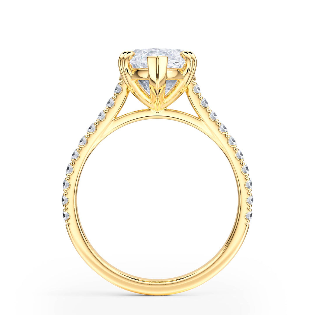 Elevé Marquise Diamond Engagement Ring with Pavé Band - R1096 in Ring by 18 KARATS INC.