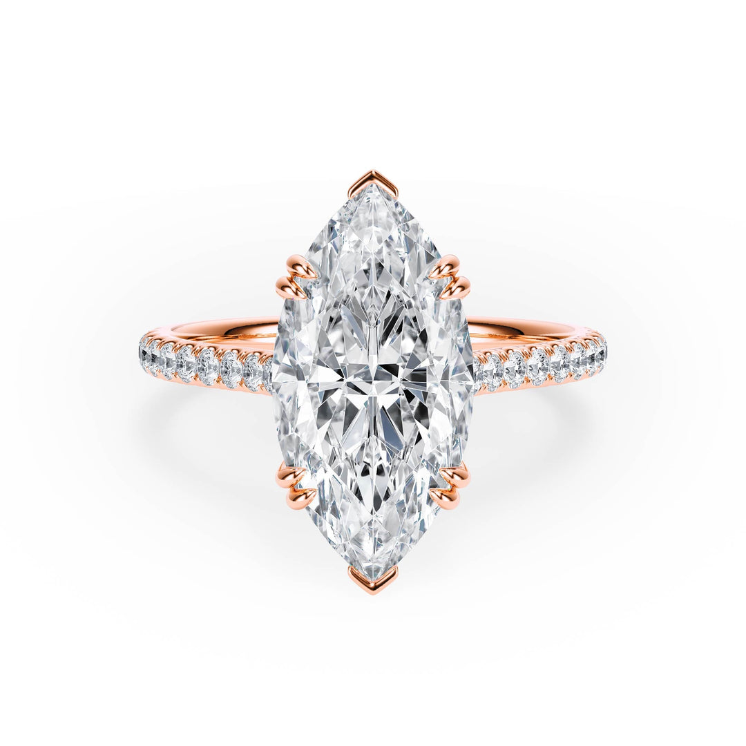 Elevé Marquise Diamond Engagement Ring with Pavé Band - R1096 in Ring by 18 KARATS INC.