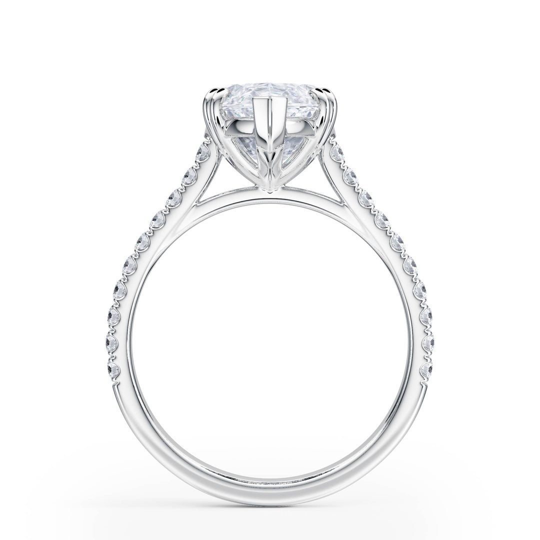 Elevé Marquise Diamond Engagement Ring with Pavé Band - R1096 in Ring by 18 KARATS INC.