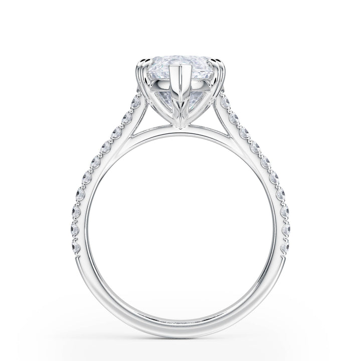 Elevé Marquise Diamond Engagement Ring with Pavé Band - R1096 in Ring by 18 KARATS INC.