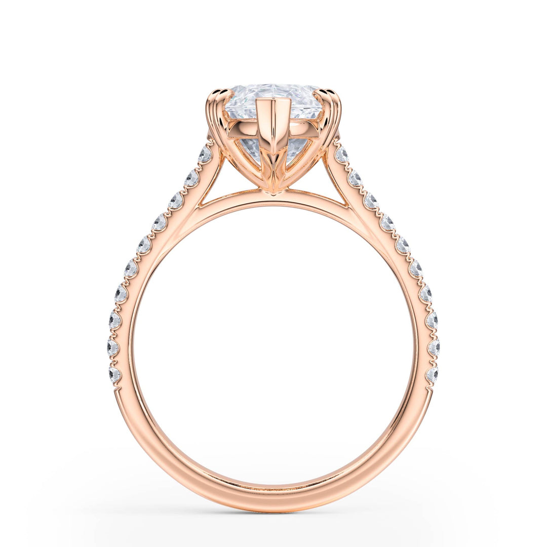 Elevé Marquise Diamond Engagement Ring with Pavé Band - R1096 in Ring by 18 KARATS INC.