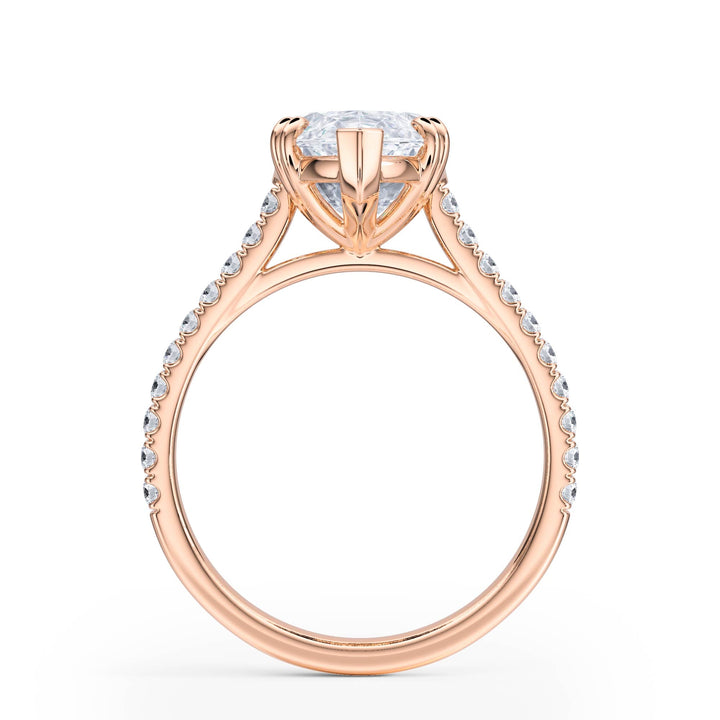 Elevé Marquise Diamond Engagement Ring with Pavé Band - R1096 in Ring by 18 KARATS INC.